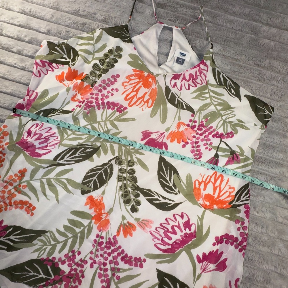 Old Navy Dress Womens 2XL Maxi White Floral Vacay Resort Wear Spaghetti‎ Strap - Picture 9 of 13